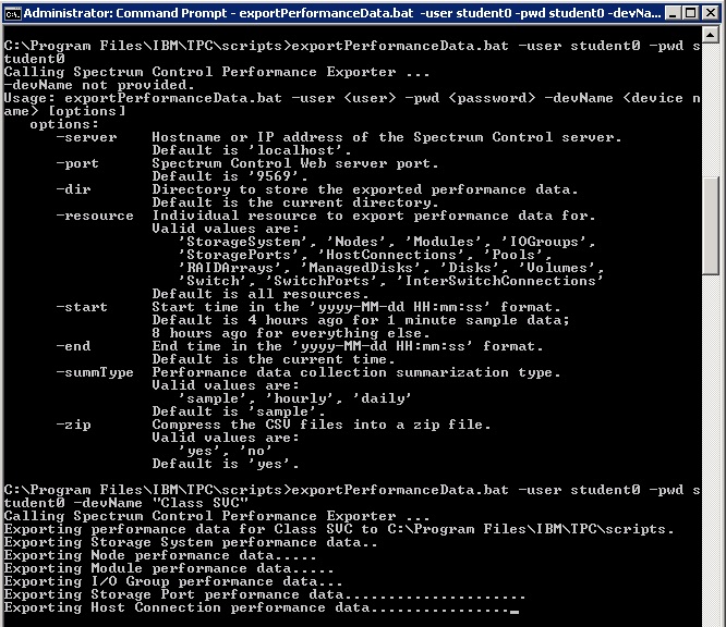 exportPerformanceData ClassSVC Export Run
